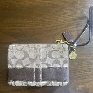 Brown and Tan coach wristlet